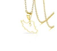 VASSAGO Collana Con Mappa Dell'iran Con Colomba Della Pace Abbraccio Bandiera In Acciaio Inox Con Ciondolo Patriottico Iraniano Gioiello Persiano Regalo Per Donne E Uomini Adjustable Acciaio (oro 9)
