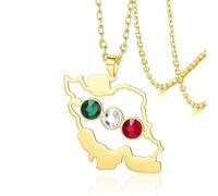 VASSAGO Collana con mappa dell'Iran con colomba della pace, abbraccio, bandiera, in acciaio inox, con ciondolo patriottico iraniano, gioiello persiano, regalo per donne e uomini, Adjustable, Acciaio