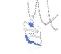 VASSAGO Collana con mappa dell'Iran con colomba della pace, abbraccio, bandiera, in acciaio inox, con ciondolo patriottico iraniano, gioiello persiano, regalo per donne e uomini, Adjustable, Acciaio