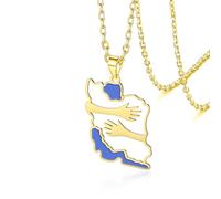VASSAGO Collana con mappa dell'Iran con colomba della pace, abbraccio, bandiera, in acciaio inox, con ciondolo patriottico iraniano, gioiello persiano, regalo per donne e uomini, Adjustable, Acciaio
