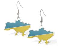 VASSAGO Collana con mappa dell'Ucraina, per donne e uomini, in acciaio inox, con ciondolo colorato con bandiera dell'Ucraina, con mappa del paese, souvenir dell'Ucraina, regalo patriottico, 1.26"*0.91