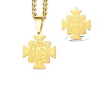 VASSAGO Collana con medaglia di San Benedetto in acciaio inox medaglia cattolica de San Benito collana con croce demoniaca esorcismo protezione amuleto gioielli per uomini e donne (Oro)