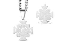 VASSAGO Collana con medaglia di San Benedetto in acciaio inox, medaglia cattolica de San Benito, collana con croce demoniaca, esorcismo, protezione amuleto, gioielli per uomini e donne, Acciaio