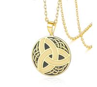 VASSAGO Collana con nodo celtico in acciaio inox Triquetra Triquetra Triquetra Trinity collana con ciondolo nodo irlandese gioielli buona (oro)