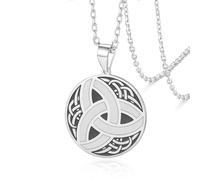 VASSAGO Collana con nodo celtico in acciaio inox Triquetra Triquetra Triquetra Trinity collana con ciondolo nodo irlandese gioielli buona (argento)