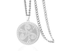 VASSAGO Collana con nodo celtico per donna e uomo Tripla dea della luna Collana celtica Triquetra Acciaio inossidabile Gioielli pagani irlandesi Wiccan Regalo (argento)