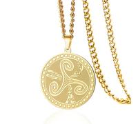 VASSAGO Collana con nodo celtico per donna e uomo Tripla dea della luna Collana celtica Triquetra Acciaio inossidabile Gioielli pagani irlandesi Wiccan Regalo (oro)