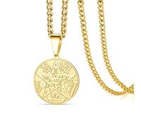 VASSAGO Collana con nodo delle streghe, tetragramma e pentagramma Ciondolo a doppia protezione con nodo celtico Gioielli pagani irlandesi di stregoneria per donne e uomini (Oro)