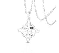 VASSAGO Collana con nodo streghe coccinella quadrifoglio ferro di cavallo Hamsa ciondolo nodo celtico collana portafortuna protezione stregoneria pagana irlandese gioielli da donna (Argento)