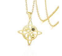 VASSAGO Collana con nodo streghe coccinella quadrifoglio ferro di cavallo Hamsa ciondolo nodo celtico collana portafortuna protezione stregoneria pagana irlandese gioielli da donna (Oro)