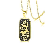 VASSAGO Collana con volpe per uomo e donna in acciaio inox stile vintage con motivo natura per gli amanti degli animali (Oro)