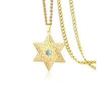 VASSAGO Collana da donna a forma di stella di David in acciaio inox con zirconia cubica ciondolo esagonale magen gioiello religioso (oro)