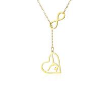 VASSAGO Collana da donna con ciondolo a forma di cuore infinito, in acciaio inox, con ciondolo a forma di Y, regolabile (oro)