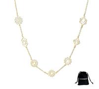 VASSAGO Collana da donna con ciondolo a forma di Y dei 7 chakra, in acciaio inox, ideale per yoga, meditazione e yoga, Adjustable, Acciaio inossidabile, Nessuna pietra preziosa