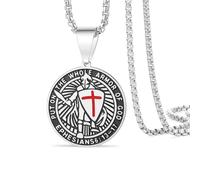 VASSAGO Collana da uomo con ciondolo a forma di armatura di Dio Efesini 6:13-17 crociati cavalieri croce ciondolo guerriero medievale cristiano cattolico religioso protezione gioielli, Regolabile