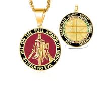 VASSAGO Collana da uomo con ciondolo a forma di armatura di Dio Efesini 6:13-17 crociati cavalieri croce ciondolo guerriero medievale cristiano cattolico religioso protezione gioielli (Oro)