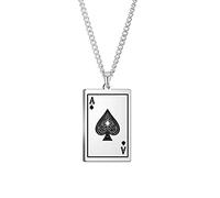 VASSAGO Collana da uomo e donna, con ciondolo a forma di carte da gioco hip hop, in acciaio inox, gotico, con carte da poker, gioielli punk rock, Acciaio inossidabile