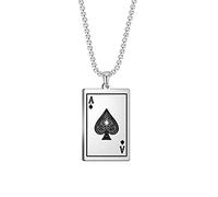 VASSAGO Collana da uomo e donna, con ciondolo a forma di carte da gioco hip hop, in acciaio inox, gotico, con carte da poker, gioielli punk rock, Acciaio inossidabile