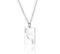 VASSAGO Collana da uomo e donna, con ciondolo a forma di carte da gioco hip hop, in acciaio inox, gotico, con carte da poker, gioielli punk rock, Acciaio inossidabile