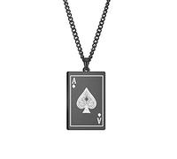VASSAGO Collana da uomo e donna, con ciondolo a forma di carte da gioco hip hop, in acciaio inox, gotico, con carte da poker, gioielli punk rock, Acciaio inossidabile