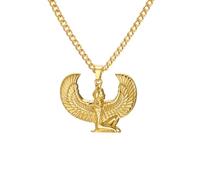 VASSAGO Collana Dea Iside in Acciaio Inossidabile Uomo Donna | Collana con ciondolo dea alata, amuleto di protezione dell'antico Egitto, gioiello mitologico regalo