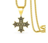 VASSAGO Collana di Croce Copta in Acciaio Inossidabile per Uomo e Donna | Chiesa copta ortodossa egiziana, simbolo cristiano orientale, collana croce etiope, gioiello amuleto religioso