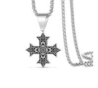 VASSAGO Collana di Croce Copta in Acciaio Inossidabile per Uomo e Donna | Chiesa copta ortodossa egiziana, simbolo cristiano orientale, collana croce etiope, gioiello amuleto religioso