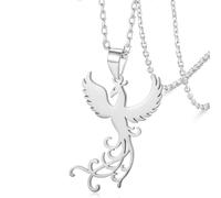 VASSAGO Collana di fenice nascente per donne Collana con ciondolo di uccello di fuoco in acciaio inox per uomini Regali di gioielli alla moda (collana d'argento)