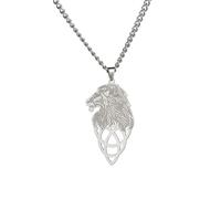 VASSAGO Collana di leone per uomini e donne nodo celtico testa di leone ciondolo collana in acciaio inox animale leone leone gioielli regalo per padre fratello marito figlio, Acciaio inossidabile
