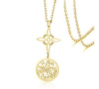 VASSAGO Collana di nodi delle streghe Collane di pentagrammi del Tetragramma Ciondolo a forma di nodo celtico Protezione Stregoneria Pagana Gioielli irlandesi (Collana con nodo delle streghe - Oro 2)