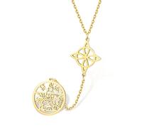 VASSAGO Collana di nodi delle streghe Collane di pentagrammi del Tetragramma Ciondolo a forma di nodo celtico Protezione Stregoneria Pagana Gioielli irlandesi (Collana con nodo delle streghe in oro)