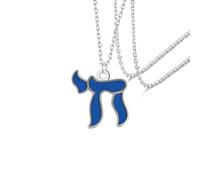 VASSAGO Collana ebraica Chai da donna in acciaio inossidabile con ciondolo Chai in ebraico Simbolo della vita Gioiello Regalo ebraico per Bat Mitzvah (Argento-Blu)