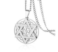 VASSAGO Collana esagramma fiore della vita per donne e uomini collana stella ebraica ciondolo geometria sacra mandala gioielli regalo, Acciaio inossidabile