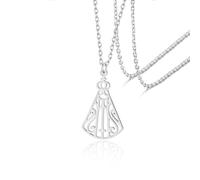 VASSAGO Collana in acciaio inossidabile con ciondolo a forma di Madonna di Aparecida stile minimalista gioiello religioso cattolico da donna (Argento 1)