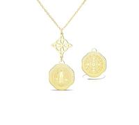 VASSAGO Collana In Acciaio Inossidabile Con Tripla Protezione Nodo Della Strega Tetragrammaton Pentagramma E Medaglia Di San Benedetto Gioiello Amuleto Pagano E Di Stregoneria Donne Uomini