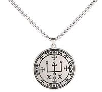 VASSAGO - Collana in acciaio INOX con simbolo di talismano dell'Arcangelo Raffaello, con ciondolo a forma di angelo, rotondo, per uomo e donna