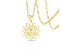 VASSAGO Collana islamica con ciondolo a forma di luna crescente e stella con fiore di loto amuleto religioso arabo musulmano regalo per donne e uomini (Oro)