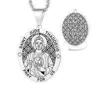 VASSAGO Collana San Judas Tadeo per uomo e donna, in acciaio inox, double | Medaglia di San Giuda con ciondolo patrono cattolico delle cause perdute