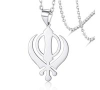 VASSAGO Collana Sikhismo Sikh Khanda Spada Collana per Donne Uomini in Acciaio Inox Collane Sikh Simbolo Spada Ciondolo Gioielli Religiosi, Acciaio inossidabile