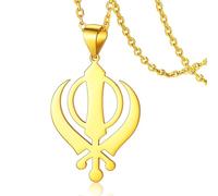 VASSAGO Collana Sikhismo Sikh Khanda Spada Collana per Donne Uomini in Acciaio Inox Collane Sikh Simbolo Spada Ciondolo Gioielli Religiosi, Acciaio inossidabile