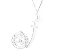 VASSAGO Collana simbolo della dea Lilith Black Moon Lilith Ciondolo con croce a mezzaluna astrologia Amuleto pagano gotico doppio protezione stregoneria gioielli fortunati da donna (Argento 2)