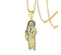 VASSAGO Collana Tadeo di San Giuda per uomo e donna, in acciaio inox, con ciondolo a medaglia di San Giuda patrono cattolico delle cause perdute, amuleto cristiano, gioielli religiosi, Regolabile