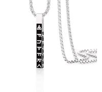 VASSAGO Collana Vichinga Norse Runa Vichinga Elder Futhark Collane con Ciondolo da Bar 3D per Uomini Donne, in Acciaio Inox Vintage Mitologia Amuleto Pagano Gioielli Regalo (Viking Collana-S)