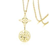 VASSAGO Collane con nodo delle streghe, tetragramma e pentagramma. Ciondolo con nodo celtico. Doppia protezione. Amuleto pagano. Gioielli irlandesi per donne e uomini (oro-doppia protezione)