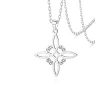 VASSAGO Collane con nodo delle streghe, tetragramma e pentagramma. Ciondolo con nodo celtico. Doppia protezione. Amuleto pagano. Gioielli irlandesi per donne e uomini (argento-nodo della strega)