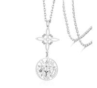 VASSAGO Collane con nodo delle streghe, tetragramma e pentagramma. Ciondolo con nodo celtico. Doppia protezione. Amuleto pagano. Gioielli irlandesi per donne e uomini (argento-doppia protezione)