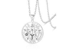 VASSAGO Collane con nodo delle streghe, tetragramma e pentagramma. Ciondolo con nodo celtico. Doppia protezione. Amuleto pagano. Gioielli irlandesi per donne e uomini (argento-tetragrammaton)