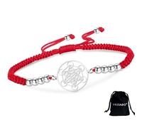 VASSAGO Metatron's Cube Bracciale da Donna Sacra Geometria Sigilli di Angelo Arcangelo Braccialetti Regolabili con Perline Colorate Amuleto Gioielli (Argento-R1)