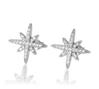 VASSAGO Orecchini a bottone North Star in acciaio inossidabile da donna | Orecchini a perno minimalisti e delicati con piccola stella polare in CZ, gioiello celeste come regalo per lei