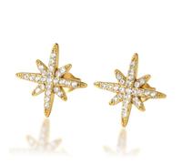 VASSAGO Orecchini a bottone North Star in acciaio inossidabile da donna | Orecchini a perno minimalisti e delicati con piccola stella polare in CZ, gioiello celeste come regalo per lei